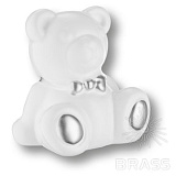 Ручка кнопка Мишка, белый/серебро (Т1W Teddy)