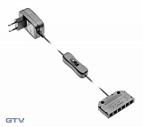 Блок питания для светодиодов 220/12V 6W, IP20, с проводом, выключателем, распределителем (LD-ZWND6W-10)