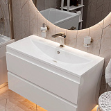 Раковина накладная Paola из литьевого мрамора, общий размер 1000x455х175 мм, глубина чаши 150 мм, цвет белый глянцевый (Mario 1000)