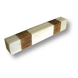 Ручка скоба, цвет - слоновая кость, дополненная вставками из древесины 64 мм (147A2)