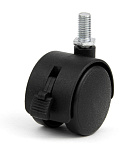 Мебельное колесо, черное, D=40 мм, с тормозом, со штырём М8 (NW40/01/02) Мебельное колесо, черное, D=40 мм, с тормозом, со штырём М8 (NW40/01/02)
