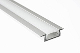 Алюминиевый врезной профиль 22x6 мм, L=2 м с матовым экраном, с заглушками, без крепежа, серебристый (SP251)