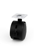 Мебельное колесо, черное, D=50 мм, с тормозом  (NW50/01/01) Мебельное колесо, черное, D=50 мм, с тормозом  (NW50/01/01)