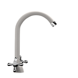 Смеситель кухонный двухрожковый, цвет белый (ES-007-331)