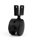 Мебельное колесо, черное, D=50 мм, с тормозом, П-образное крепление (NW50/01/03) Мебельное колесо, черное, D=50 мм, с тормозом, П-образное крепление (NW50/01/03)